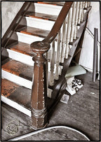 historically-important c. 1855 salvaged chicago john kent russell house solid cherry staircase newel post with original top