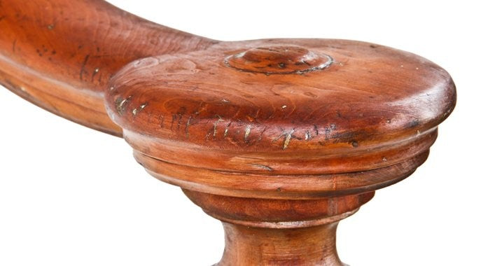 historically-important c. 1855 salvaged chicago john kent russell house solid cherry staircase newel post with original top