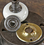 single c. 1860's antique american interior residential john kent russell residence passage door white porcelain doorknob with patented silver-plated brass rosette