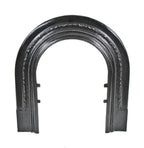 original c. 1850's antique american black enameled ornamental cast iron john kent russell residential fireplace marble mantel arch top surround with no summer cover