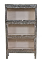 original late 1940's american vintage industrial freestanding stackable pressed and folded steel three-tier "detroit arsenal barrister bookcase with  detachable modules