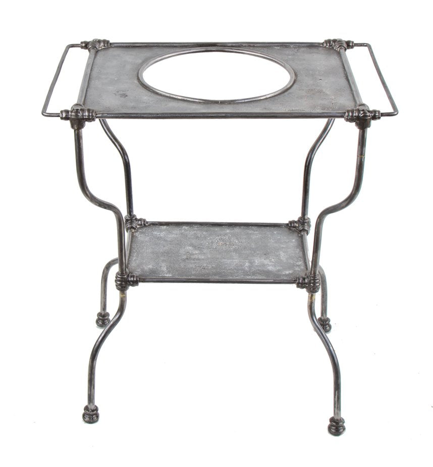heavily reinforced early 20th century antique american medical stationary hospital operating cast and wrought iron soap basin stand with sturdy undershelf