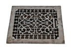 intact 19th century interior residential ornamental cast iron louvered floor or wall tuttle & bailey register or grate with brushed metal surface finish