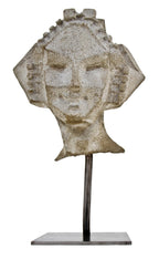 alfonso iannelli-designed single cast concrete midway gardens figural abstract "sprite" head cast from an original with custom-designed welded steel stand