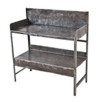 c. 1930's original american vintage industrial two-tier light weight cold-rolled steel "holsum" grocery store bread rack with a sturdy four-legged angle base