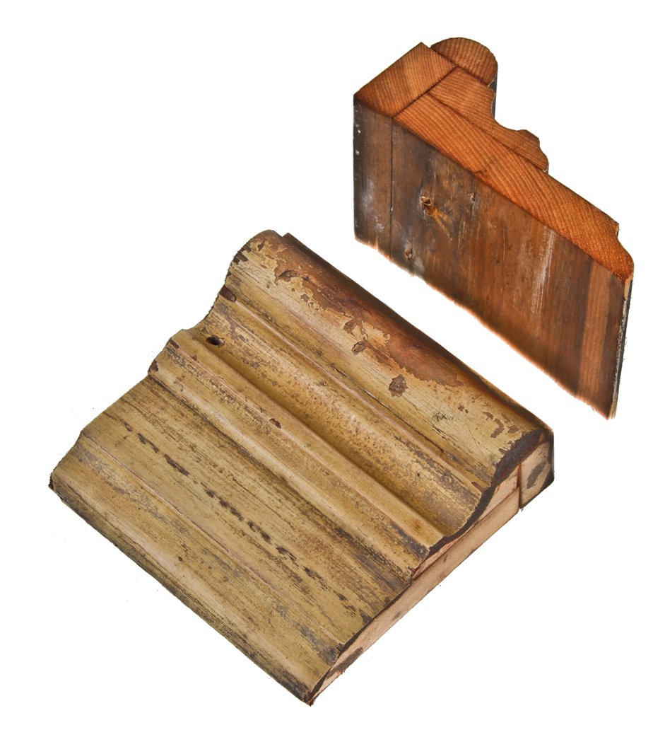 sizable quantity of original c. 1860's denailed pine wood interior john kent russell "built-up" pine wood 4-part window and door casing or molding with old paint finish