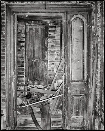 original c. 1860's american pre-fire john kent russell house interior basement painted pine wood vestibule side light with distinctive round top glass window