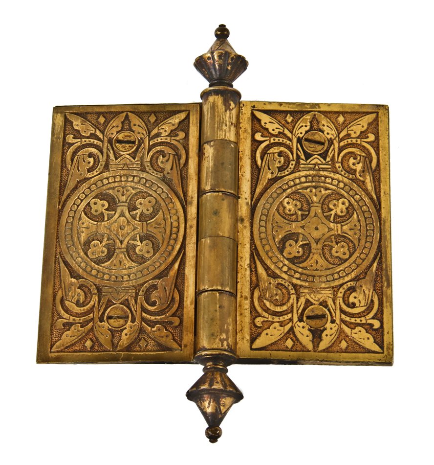 highly desirable early 1870's original and fully functional antique american victorian era patented interior residential door hinge with detachable cover plates