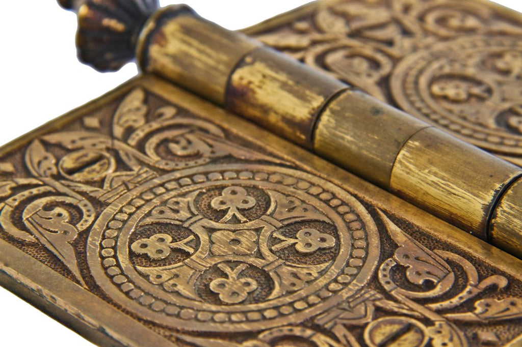 highly desirable early 1870's original and fully functional antique american victorian era patented interior residential door hinge with detachable cover plates