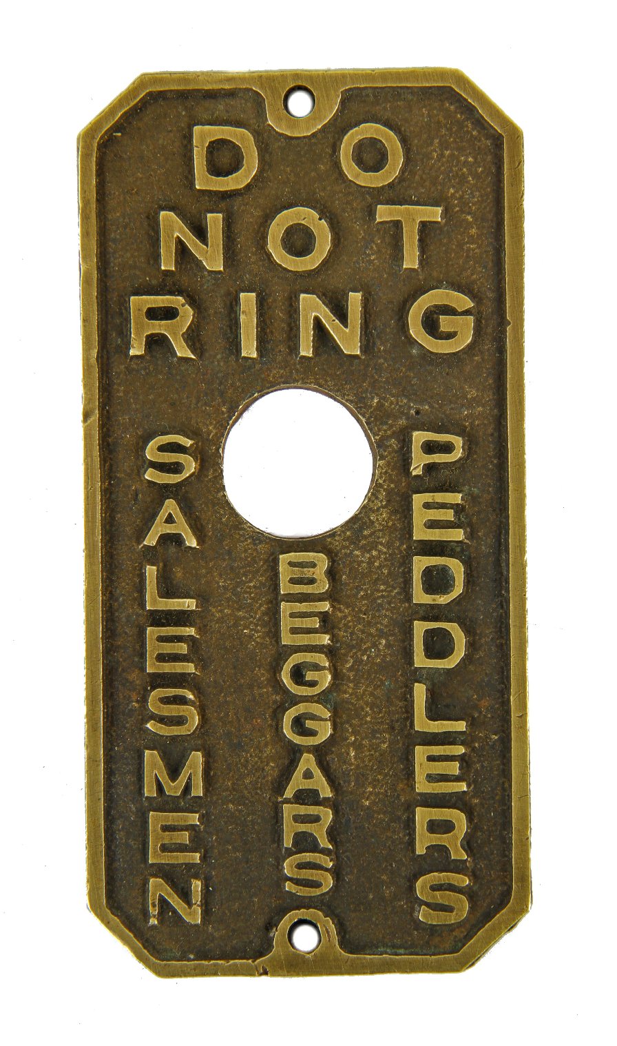 rare and unusual early 20th century antique american cast brass informational storefront or residential surface mount doorbell push button escutcheon