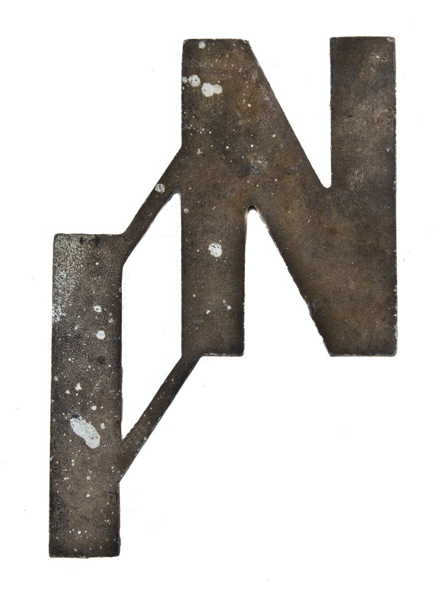 c. 1930's original and intact black enameled reinforced cast aluminum single-sided surface mount theater marquee exterior word sign