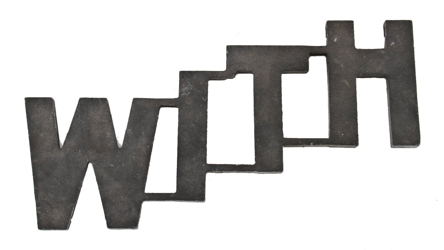 intact american depression era c. 1930's single-sided black enameled cast aluminum exterior chicago theater marquee "with" word sign