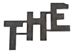 single-sided original american depression era black enameled cast aluminum exterior theater marquee "the" black enameled cast aluminum word sign