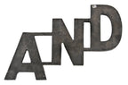 american antique depression era cast aluminum exterior theater marquee "and" single-sided word sign with original painted black enameled finish