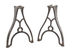matching set of early 20th century refinished ornamental cast iron antique american industrial "star" foot-powered lathe machine bases or "standards" with patented design