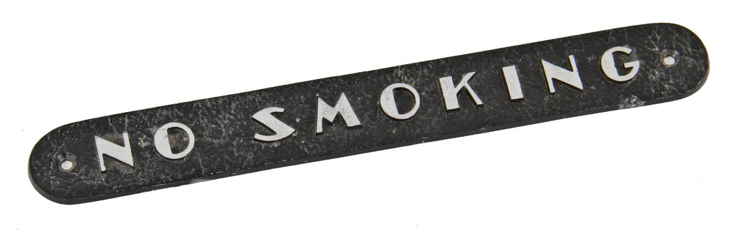 original c. 1930's american art deco style chicago office building single-sided "no smoking" cast aluminum informational sign with raised lettering
