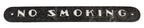 one of two original c. 1930's american art deco style single-sided reinforced cast aluminum surface mount cast aluminum "no smoking" informational sign with black enameled finish