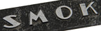 one of two original c. 1930's american art deco style single-sided reinforced cast aluminum surface mount cast aluminum "no smoking" informational sign with black enameled finish