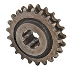 single oversized c. 1930's antique american industrial "steampunk" solid steel factory machine shop sprocket-wheel or gear with segmented central opneing