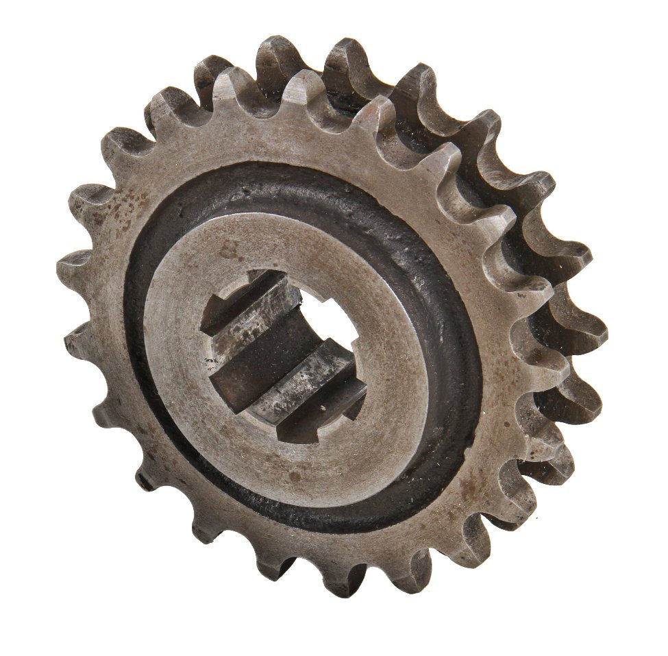 single oversized c. 1930's antique american industrial "steampunk" solid steel factory machine shop sprocket-wheel or gear with segmented central opneing