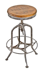 highly desirable all original and fully functional c. 1930's american industrial adjustable height factory machine shop "uhl art steel"  toledo stool with maple wood seat