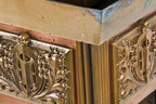 largely intact and thoroughly restored cast and wrought brass and bronze c. 1930's oliver p. morton elmslie-designed exterior wall sconce with original top finial