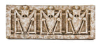 single-sided early 20th century elmslie-esque long and narrow exterior speckle glazed terra cotta stringcourse panel with distinctive "v" motif