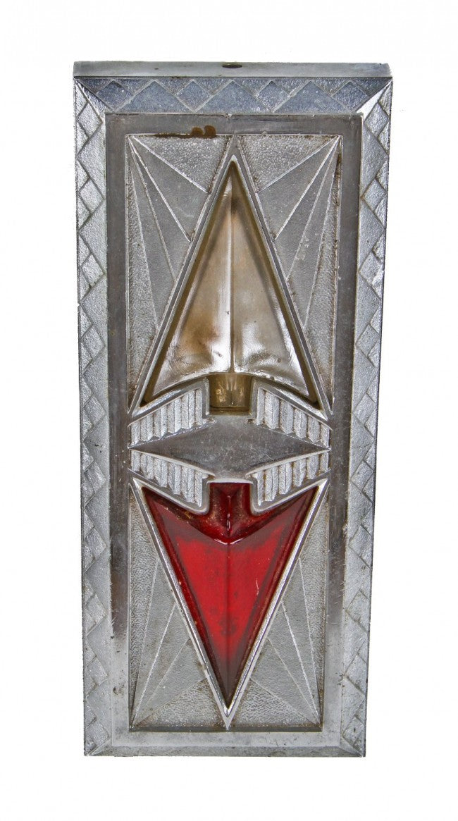 original "jazz age" c. 1933 american antique ruby red glass interior elevator lobby indicator plaque replacement directional arrow inset