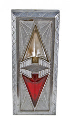 original "jazz age" c. 1933 american antique ruby red glass interior elevator lobby indicator plaque replacement directional arrow inset