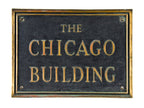 historically-important early 20th century all original oversized single-sided nicely aged cast bronze chicago building exterior facade sign plaque with raised fanciful lettering
