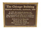 original and intact single-sided surface mount two-tone cast bronze c. 1997 chicago building landmark ceremonial dedication plaque