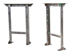 two matching original c. 1930's refinished american industrial pressed and folded angled iron pollard factory machine shop workbench bases
