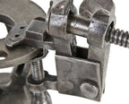 original late 19th or early 20th century george gorton custom-built wrought iron and steel diminutive riveted joint portable clamping vise with brushed metal finish