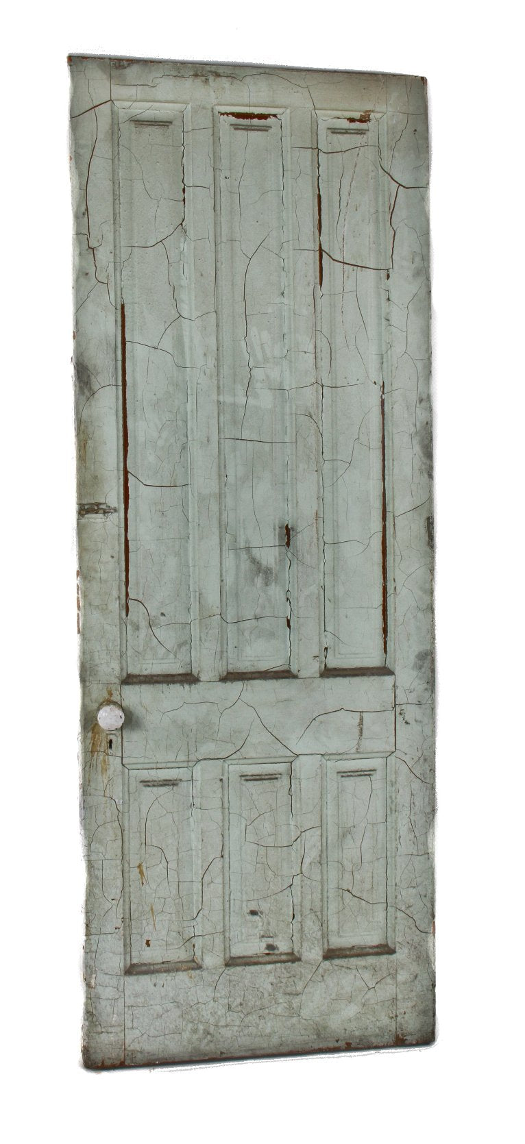 pre-fie 1860's chicago original interior raised six panel painted pine john kent russell passage door with original porcelain knobs and escutcheons