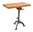 refinished c. 1920's grand rapids factory machine shop cast iron three-legged stamping press base with a newly added solid maple wood tabletop