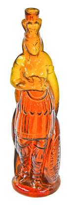 original and largely intact c. 1870's american antique medical "indian queen" browns celebrated indian herb bitters amber colored full-figure bottle