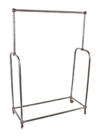 refinished late 1930's original and intact bent tubular steel mobile drake hotel bellhop uniform coat rack with original composite swivel casters