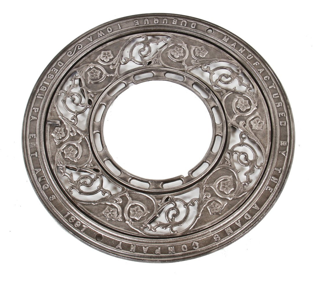 highly detailed turn of the century refinished cast iron interior residential circular-shaped "adams" ceiling, wall or floor register or ventilation grate