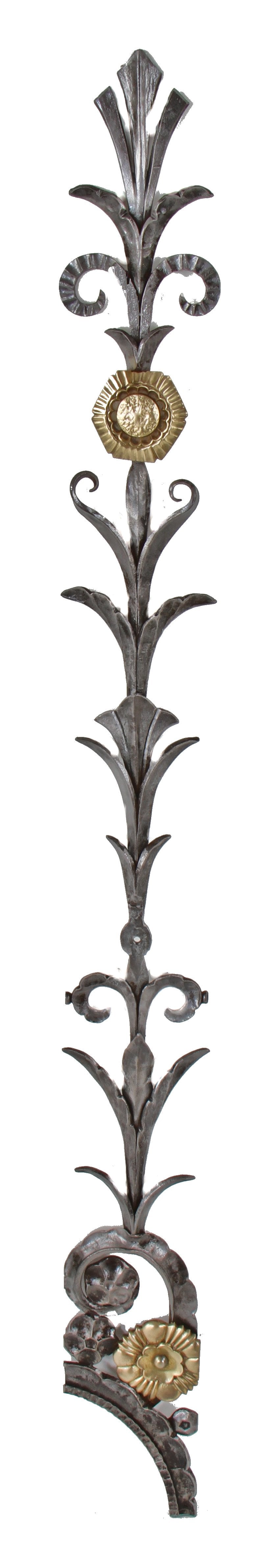 largely intact c. 1930's american art deco style ornamental wrought iron and yellow brass third national bank building teller cage single-sided refinished ornament