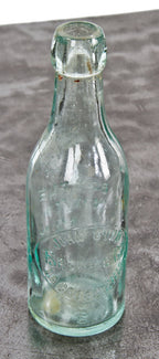 late nineteenth century privy dug light aqua blue applied blobtop antique american smooth base beer bottle manufactured for the john gund brewing company