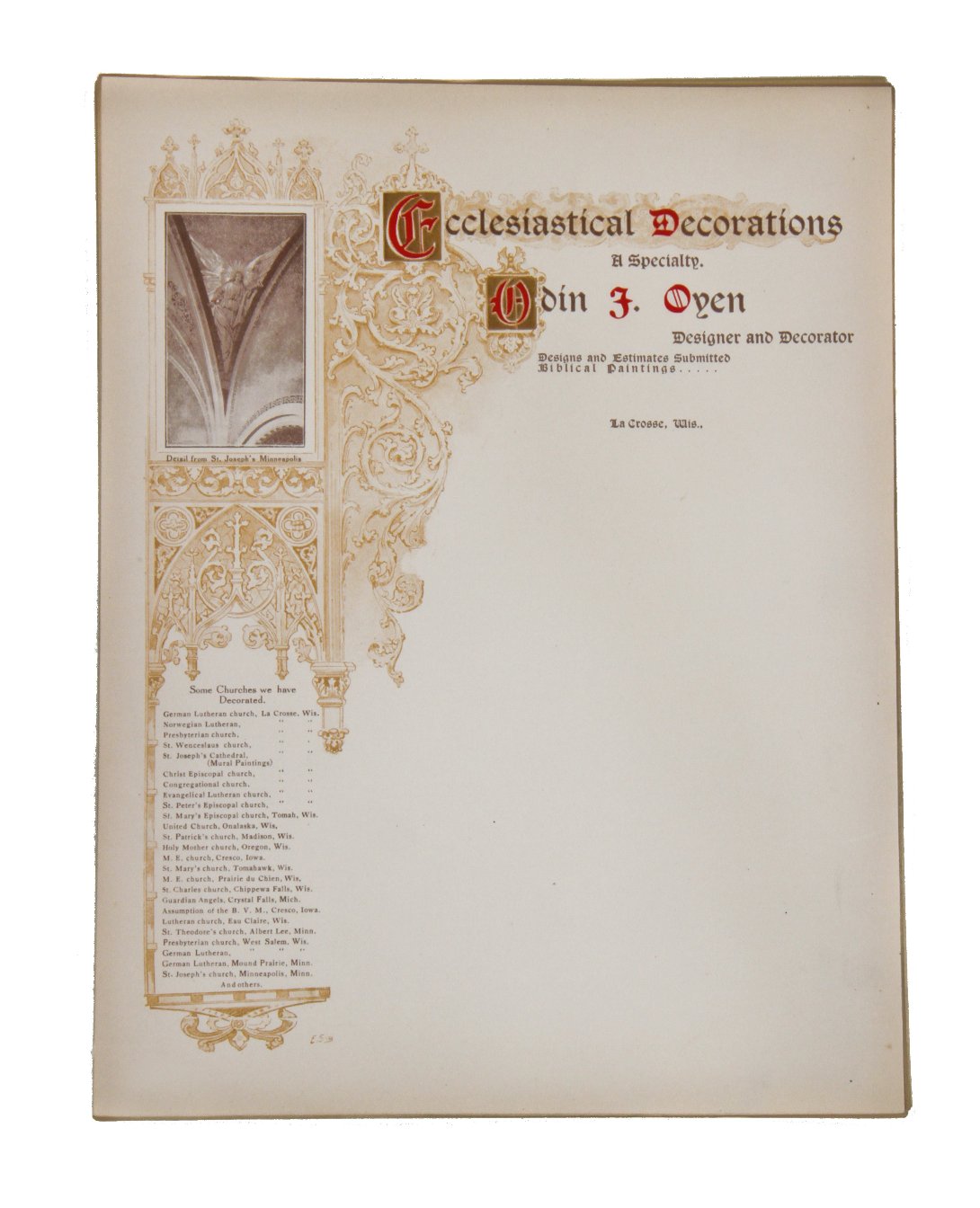 well-designed early 20th century "new old stock" oyen decorating firm stationary with highly detailed graphics