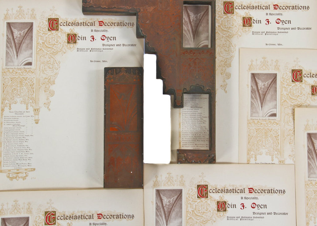 well-designed early 20th century "new old stock" oyen decorating firm stationary with highly detailed graphics