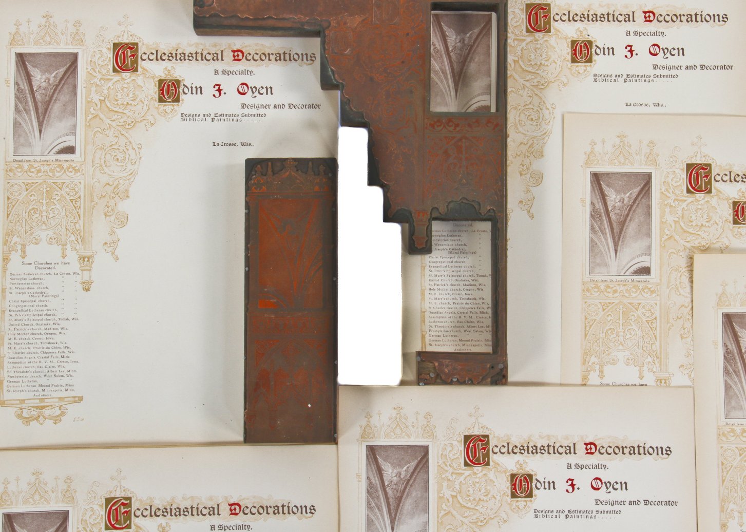 well-designed early 20th century "new old stock" oyen decorating firm stationary with highly detailed graphics