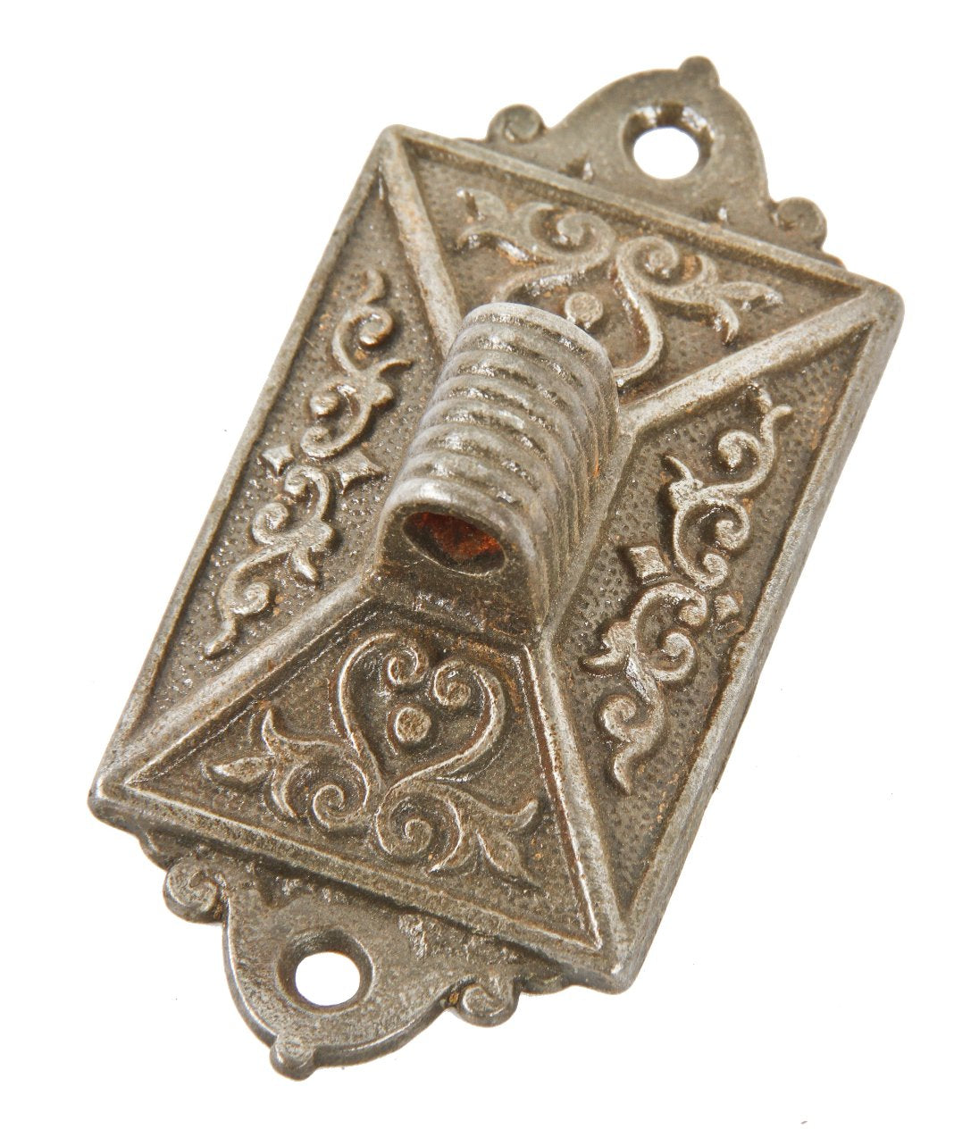 rare original c. 1870's ornamental cast iron interior residential reflector type wall bracket kerosene lamp backplate with opposed screw holes