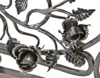 original 19th century fred. w. morgan custom-built interior residential black enameled ornamental wrought iron slightly curved wall-mount furnace air intake grille with delicate leafage