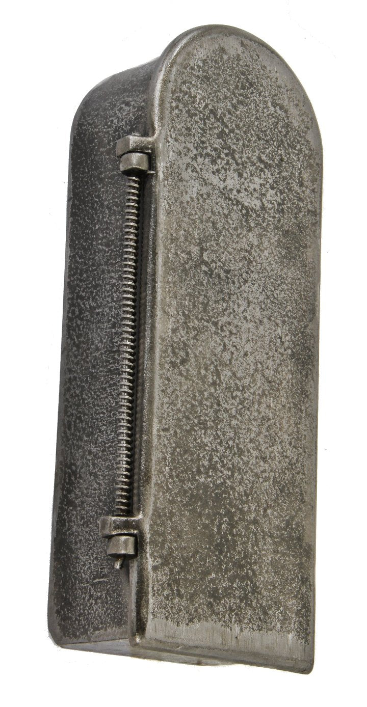 unique antique american medical wall-mount unornamented cast iron tombstone-shaped x-ray machine "small parts" cabinet with hinged door