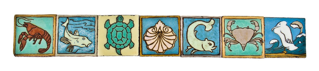 late 1920's important original and documented interior lakeshore drive athletic club wall-mount polychromatic nautical-themed red clay figural tile