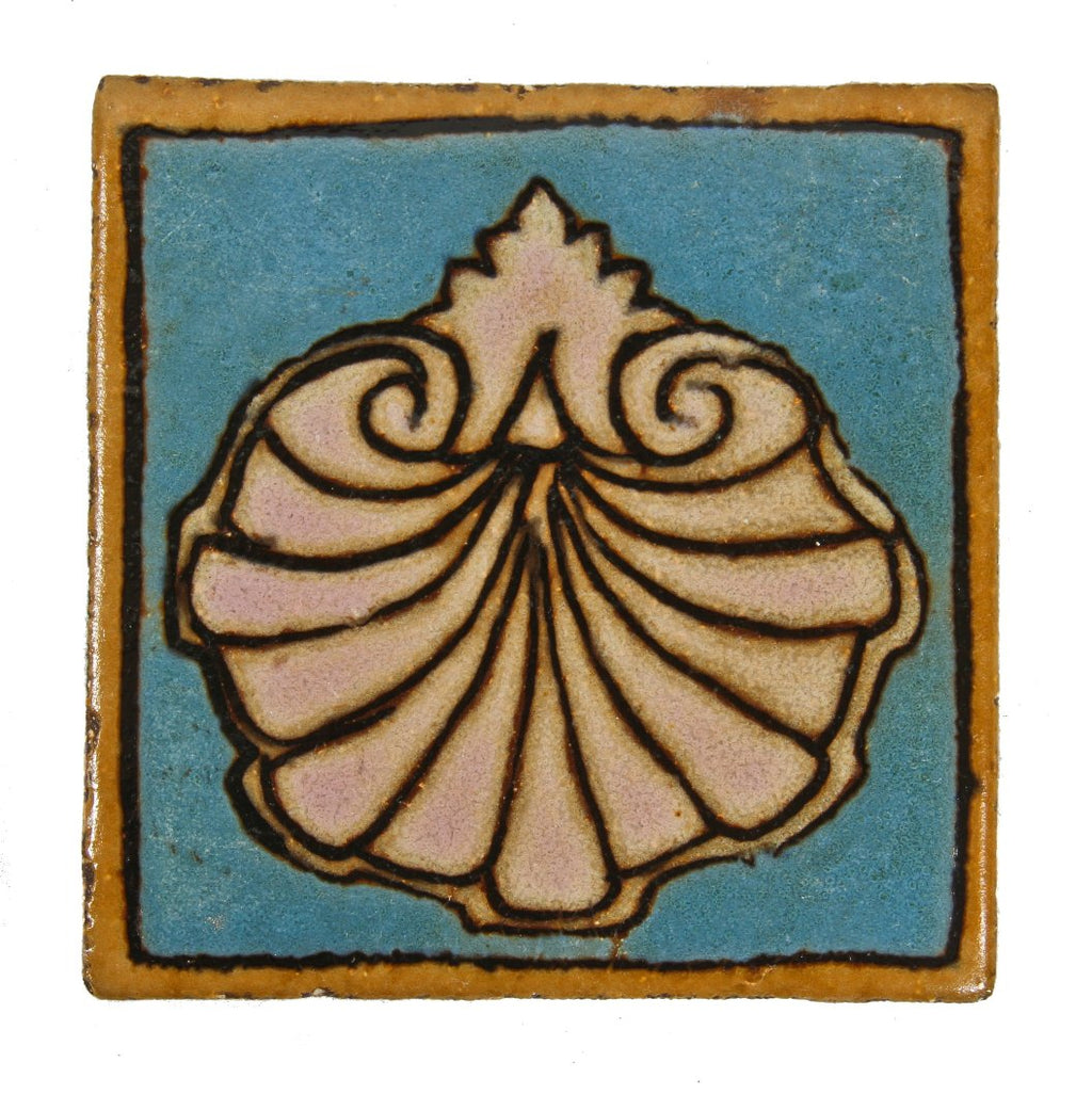 late 1920's original and intact polychromatic lakeshore drive athletic club glazed red clay interior pool room figural "clam shell" wall tile