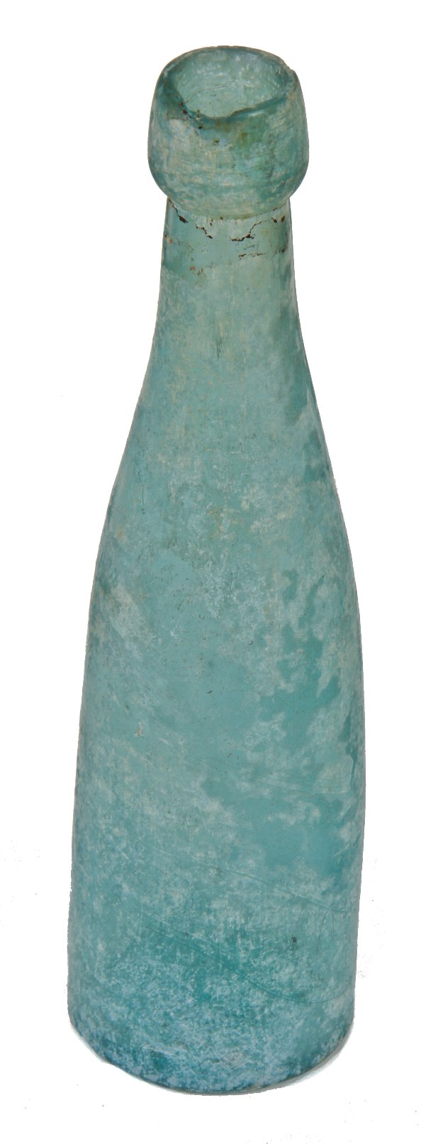 original mid-nineteenth century antique american privy dug uncleaned blue aqua weiss beer shaped unembossed or unmarked bottle