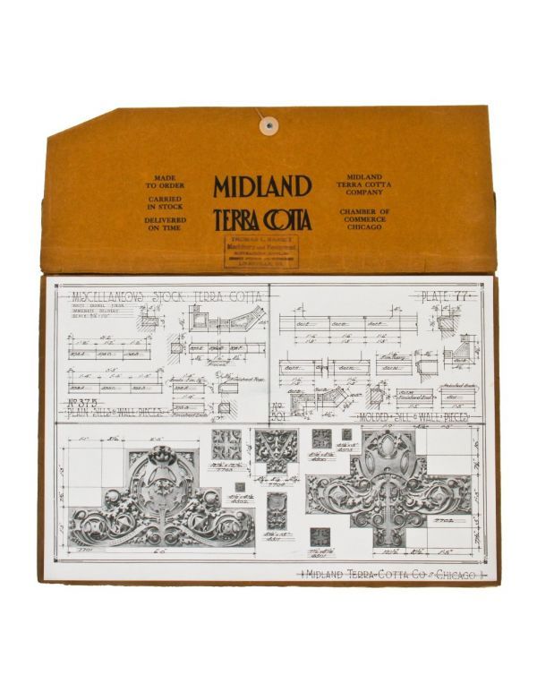 original early 20th century white glazed terra cotta "sullivanesque" building facade block executed by midland terra cotta